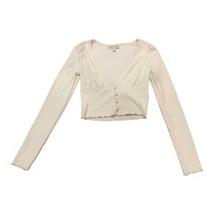 Urban Outfitters Cropped Cream Long Sleeve Knit Cardigan, Size S
